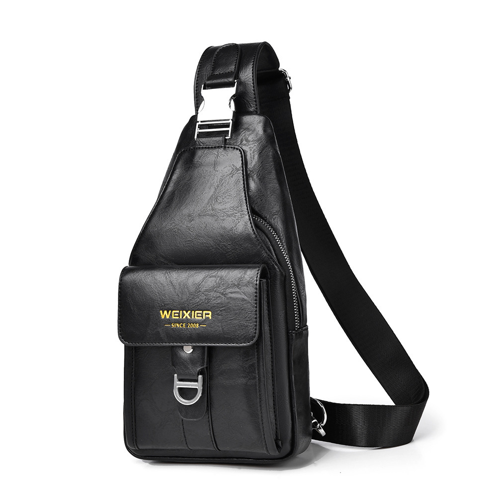 Premium genuine leather water-repellent chest bag shoulder crossbody bag