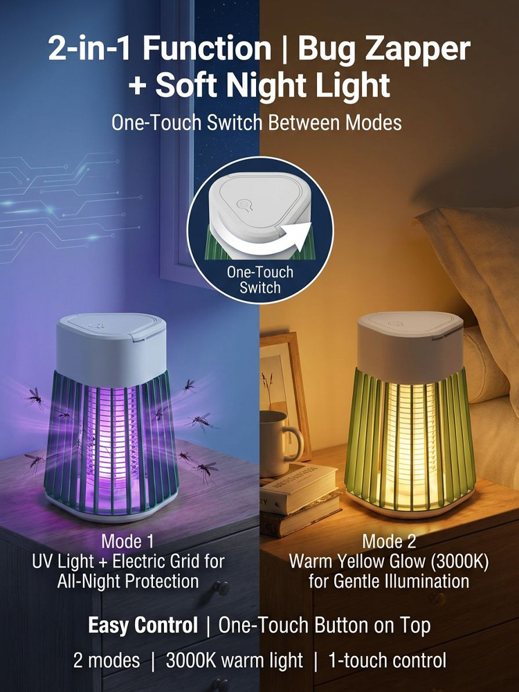 Silent Purple Light Household Mosquito Killer Lamp#Mosquito killer lamp 2 in 1 #Automatic mosquito trapping #Safety protection #USB charging