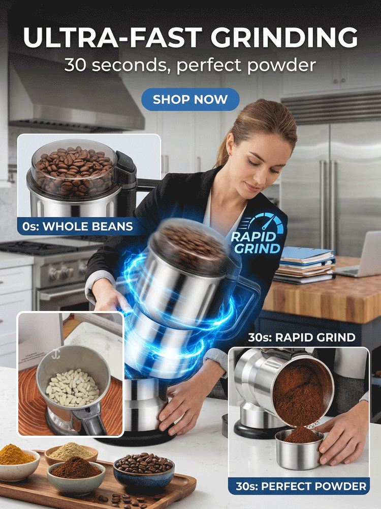 High-power household grinder⏱️ It can grind ingredients into fine powder in just 30 seconds, producing powder quickly without waiting