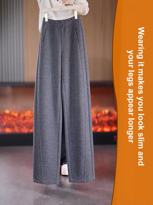 Elegant Curved Wool Cashmere Wide-Leg Pants🐑100% pure cashmere