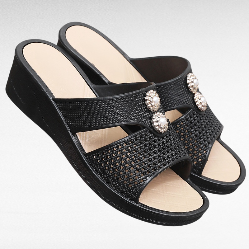 Non slip soft thick soled high-heeled women's sandals for home use