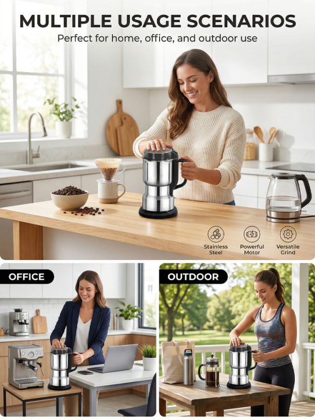 High-power household grinder⏱️ It can grind ingredients into fine powder in just 30 seconds, producing powder quickly without waiting