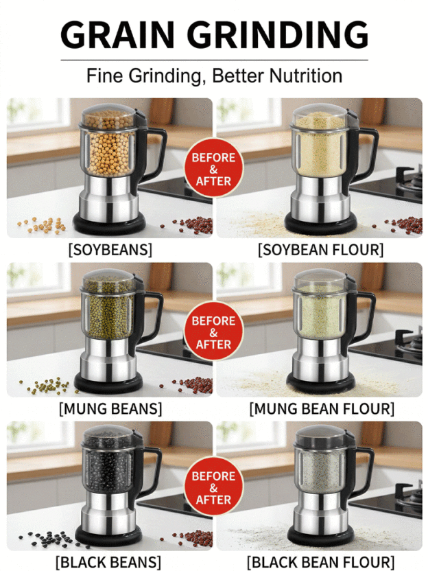High-power household grinder⏱️ It can grind ingredients into fine powder in just 30 seconds, producing powder quickly without waiting