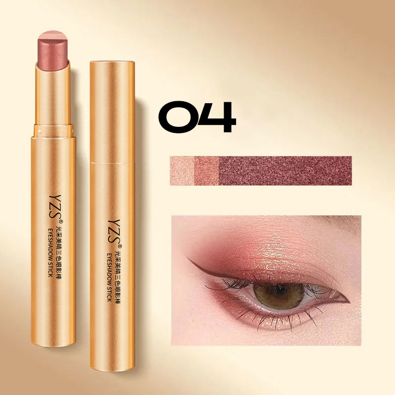 【A Touch of Three Colors】Golden Diamond Three-Color Eyeshadow Stick✨Achieve a three-color gradient in 3 seconds, no blending required, one stroke is all it takes