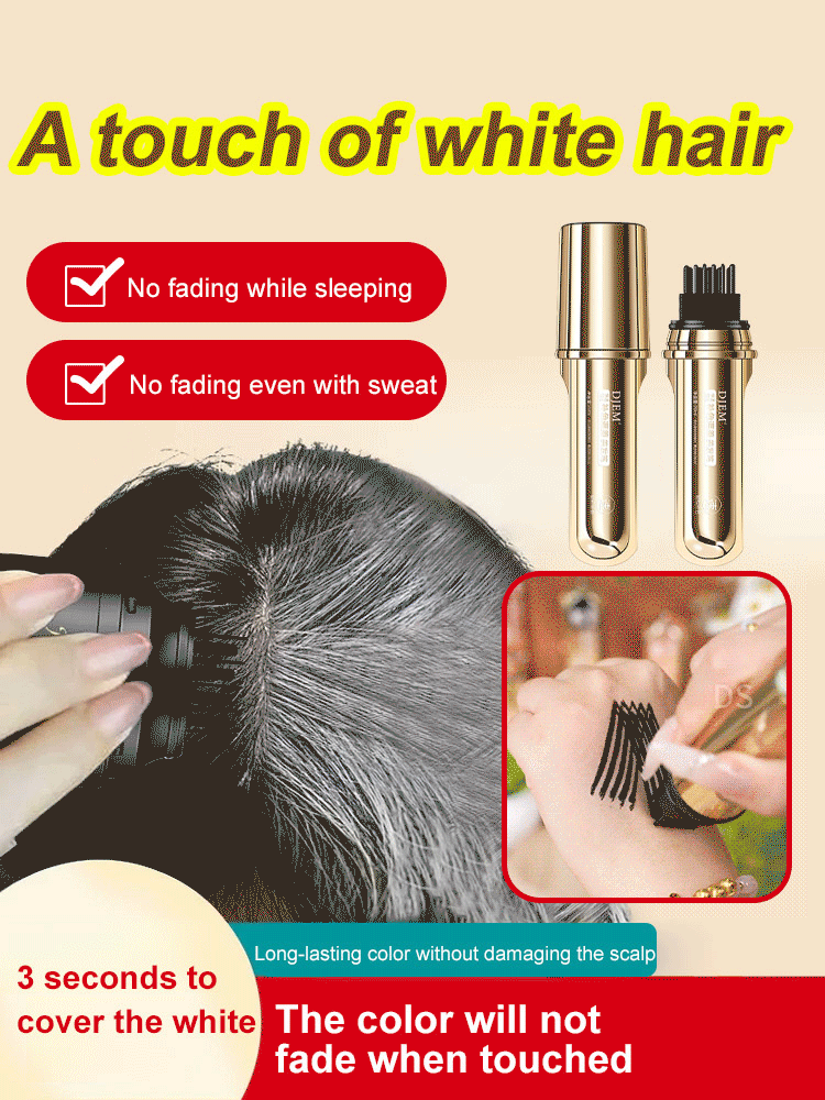 Long-lasting hair coloring stick to cover gray hair⚡3-second quick coverage for whitening, highly efficient emergency touch-up