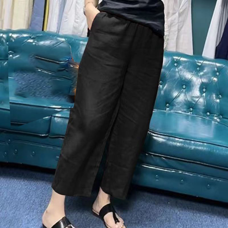 Slimming and versatile linen straight pants，Casual and youthful