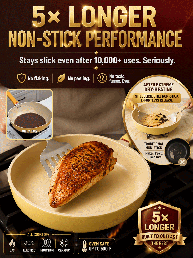 Lightweight Household Ceramic Non-Stick Pan🔥 Non-stick even with little to no oil—perfect for frying eggs and fish!
