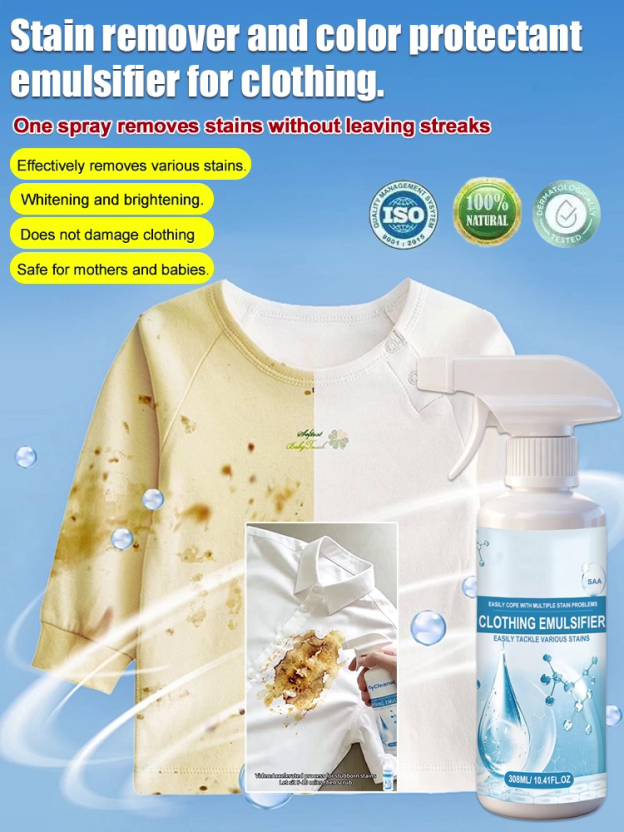 【One Spray for Stain Removal Without Marks】Clothing Stain Removal and Color Protection Emulsifier🧴Eco-friendly and gentle formula, safe for pregnant women and children