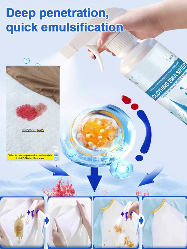 【One Spray for Stain Removal Without Marks】Clothing Stain Removal and Color Protection Emulsifier🧴Eco-friendly and gentle formula, safe for pregnant women and children