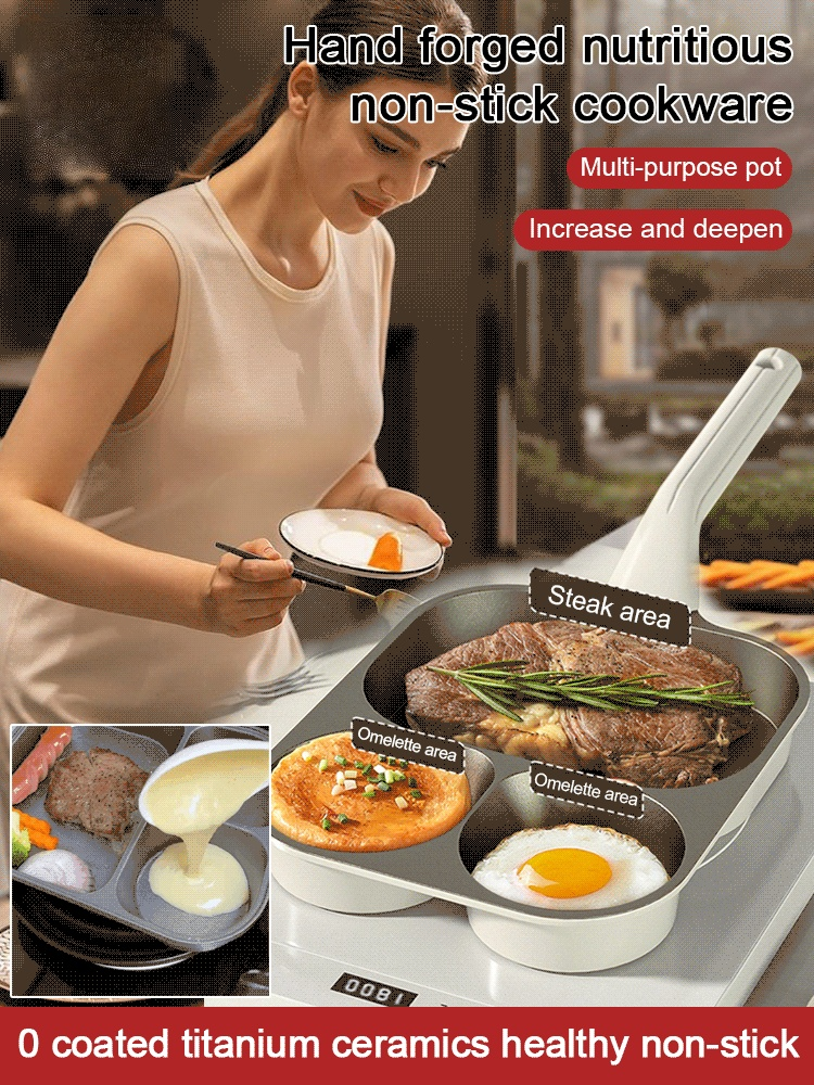 [Uncoated partitioned healthy pot] Hand-forged nutritious non-stick pot