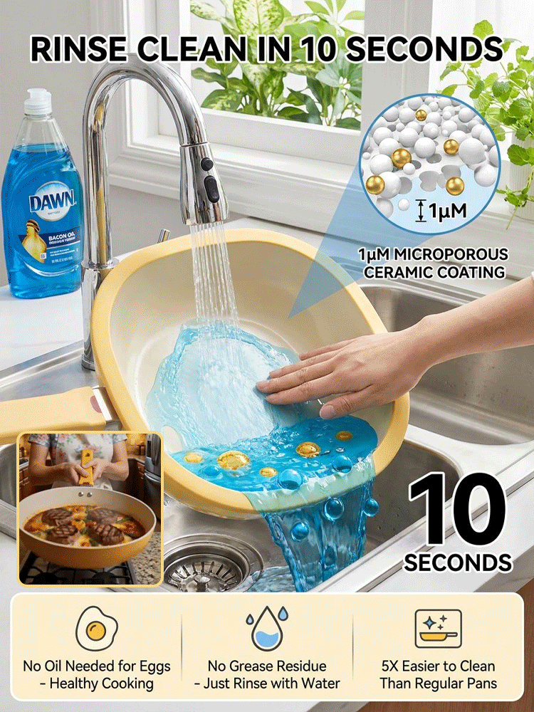 Lightweight Household Ceramic Non-Stick Pan🔥 Non-stick even with little to no oil—perfect for frying eggs and fish!