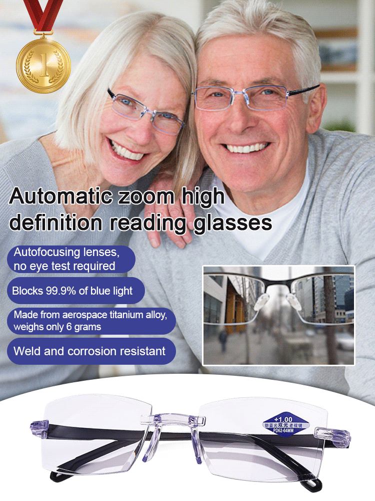Smart zoom glasses ✨No need for eye examination, the degree is automatically adjusted within the range of -7 to +7 to meet your vision needs.