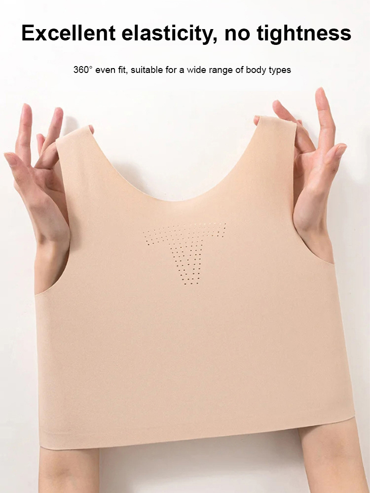 It makes your breasts look smaller and has a slimming effect. The sides are adjustable to prevent sagging and are seamless vest-style underwear