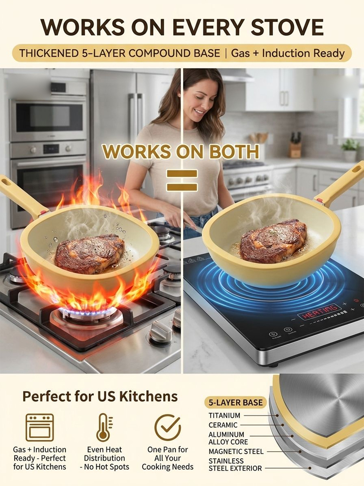 Lightweight Household Ceramic Non-Stick Pan🔥 Non-stick even with little to no oil—perfect for frying eggs and fish!