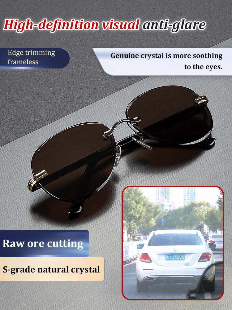 Crystal Stone Frameless Protective Sunglasses,Make night driving safer