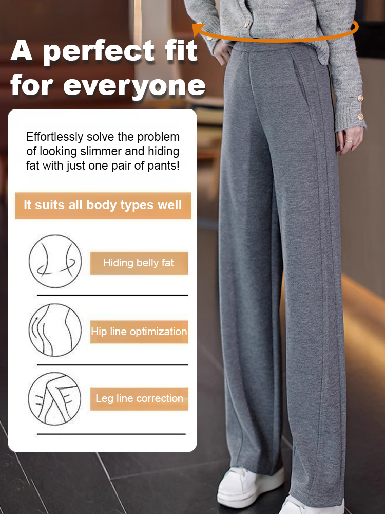 Elegant Curved Wool Cashmere Wide-Leg Pants🐑100% pure cashmere