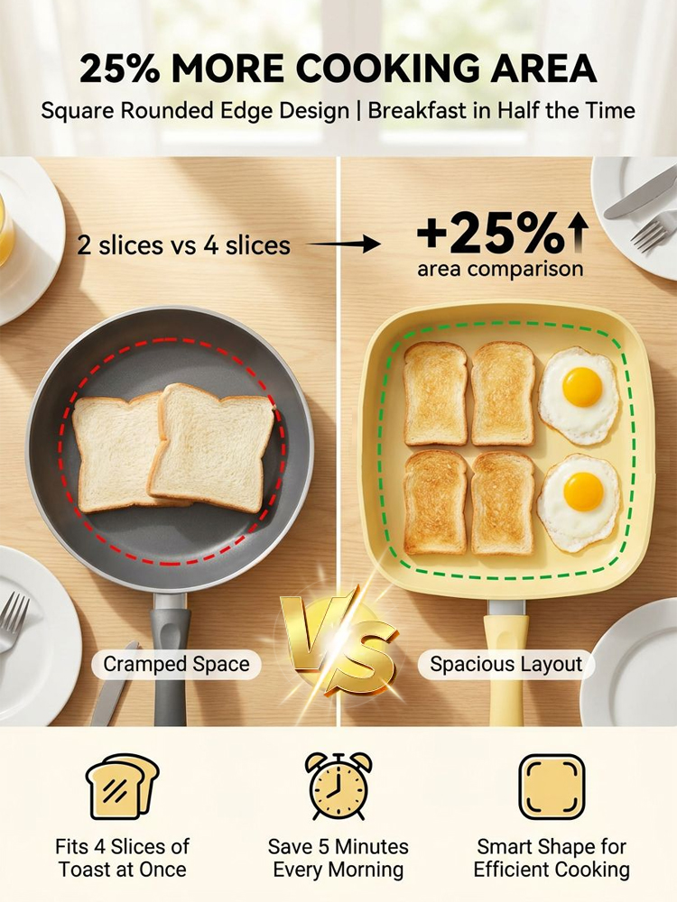 Lightweight Household Ceramic Non-Stick Pan🔥 Non-stick even with little to no oil—perfect for frying eggs and fish!