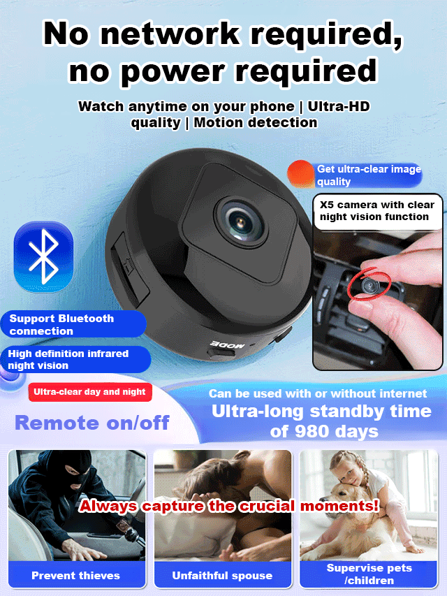 【Ultra-long battery life】Wireless camera, no wiring required, can be directly inserted and placed anywhere