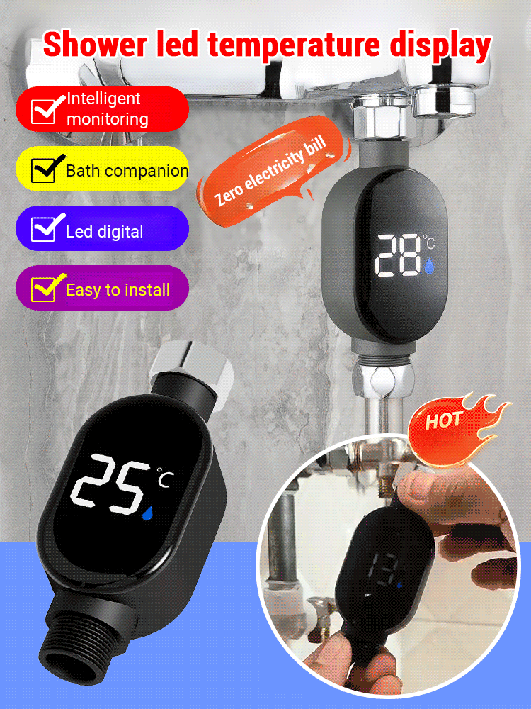 🔥【0 electricity bill】Shower head LED temperature display🛠 Plug and play; simply connect to the water pipe.