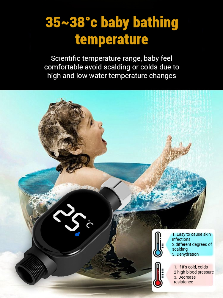 🔥【0 electricity bill】Shower head LED temperature display🛠 Plug and play; simply connect to the water pipe.