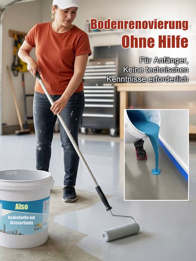 Hochwertige Bodenfarbe⚠️ ACHTUNG: Deutsche Handwerker boykottieren uns! ⚠️Weil unsere neue "Liquid-Self-Leveling"-Technologie so einfach ist, dass niemandmehr teure Profis braucht, wurden Großaufträge storniert. 