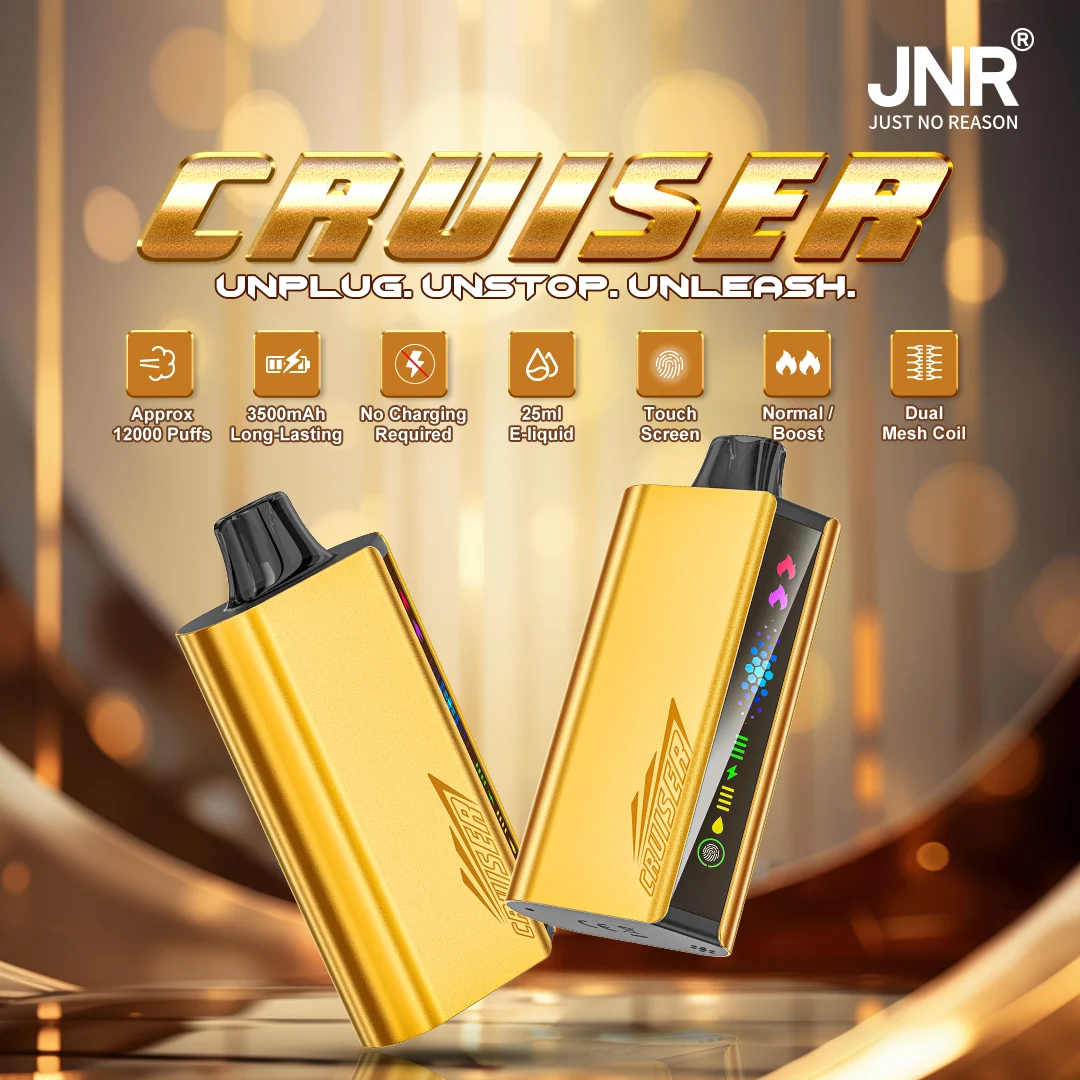 JNR Gold Cruiser Disposable Vape - Smart Touch Screen - 12,000 Puffs