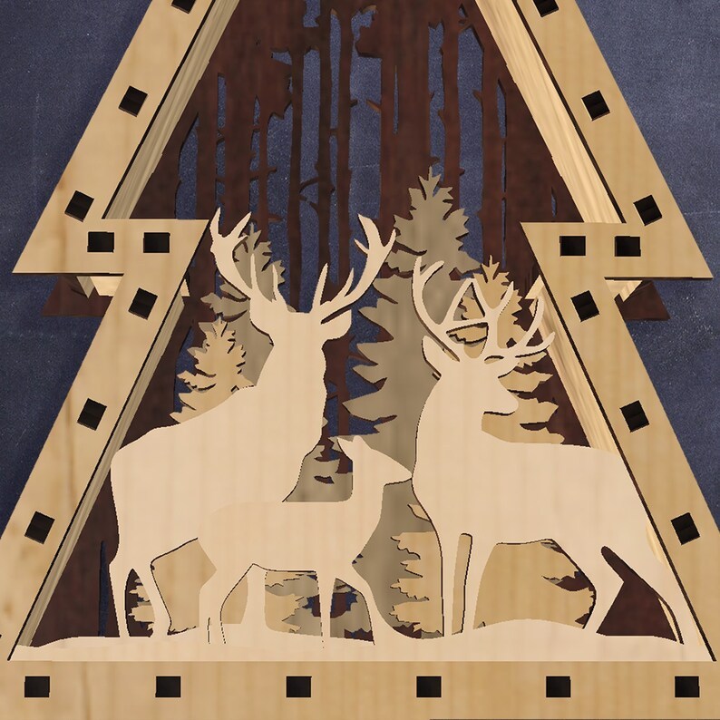 Christmas forest shadow wooden frame