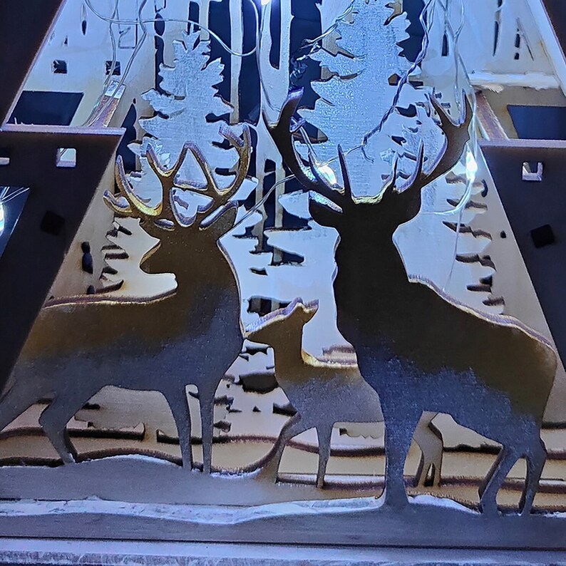 Christmas forest shadow wooden frame