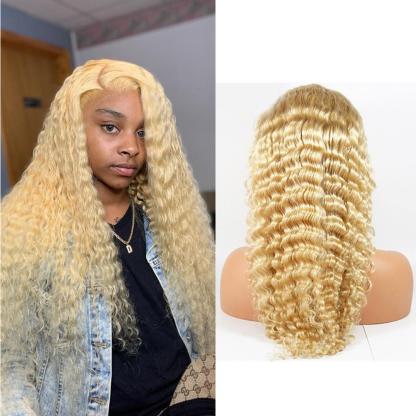 Wolf king 613# deep wave HD transparent full lace wig 150% Density