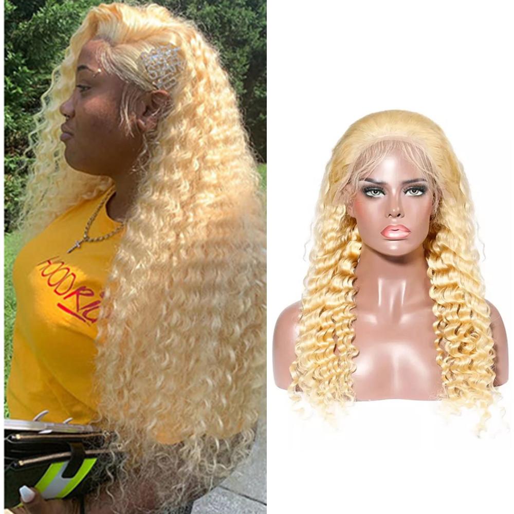 Wolf king 613# deep wave 13*4 HD transparent frontal lace wig 150% Density