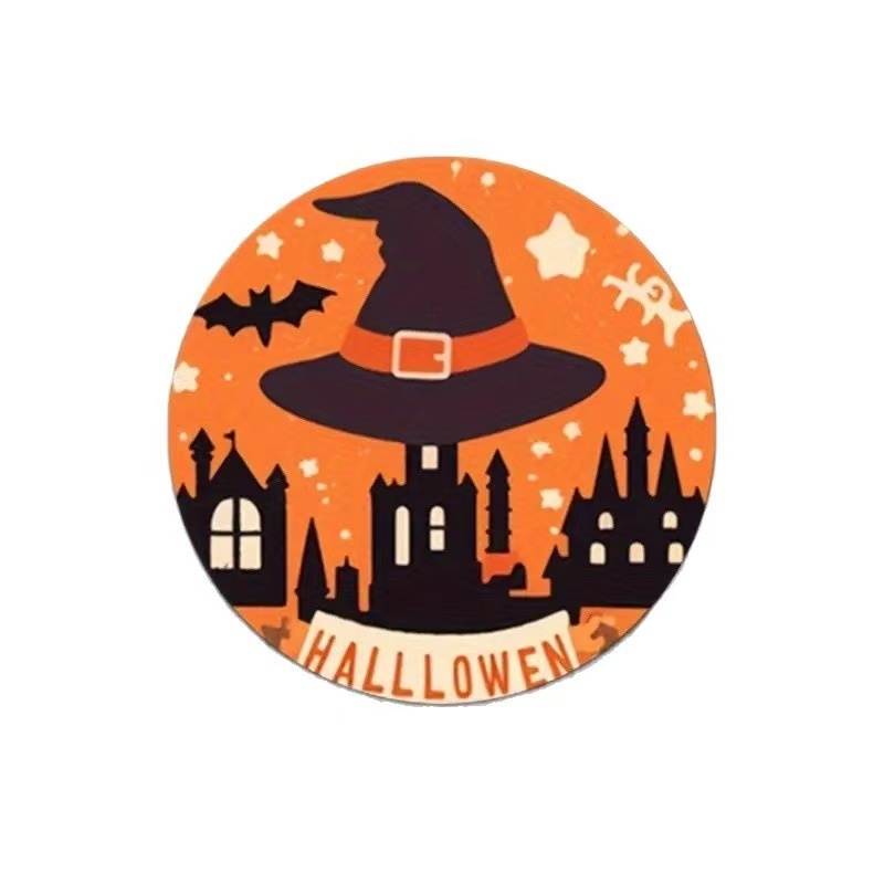 Halloween Pumpkin Printed Heat-Resistant Non-Slip Wooden Coasters