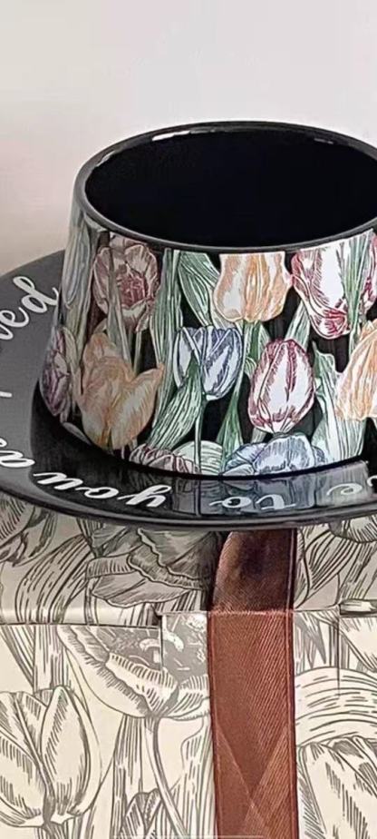 Ceramic coffee mug and saucer set high-value mug;