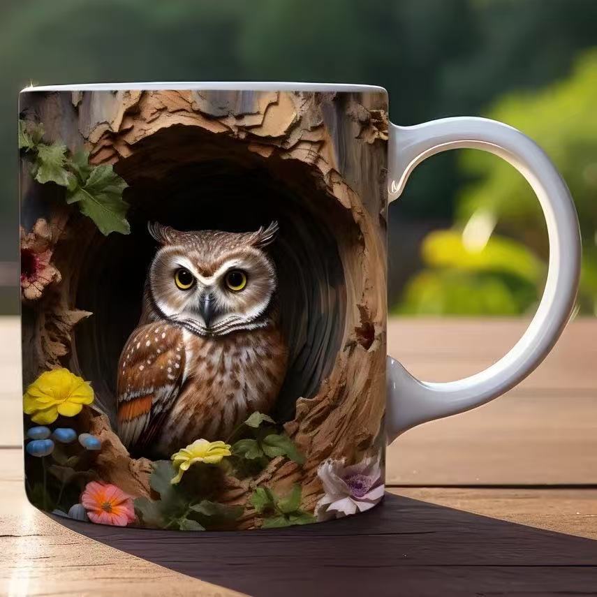 New 3D creative owl ceramic mug