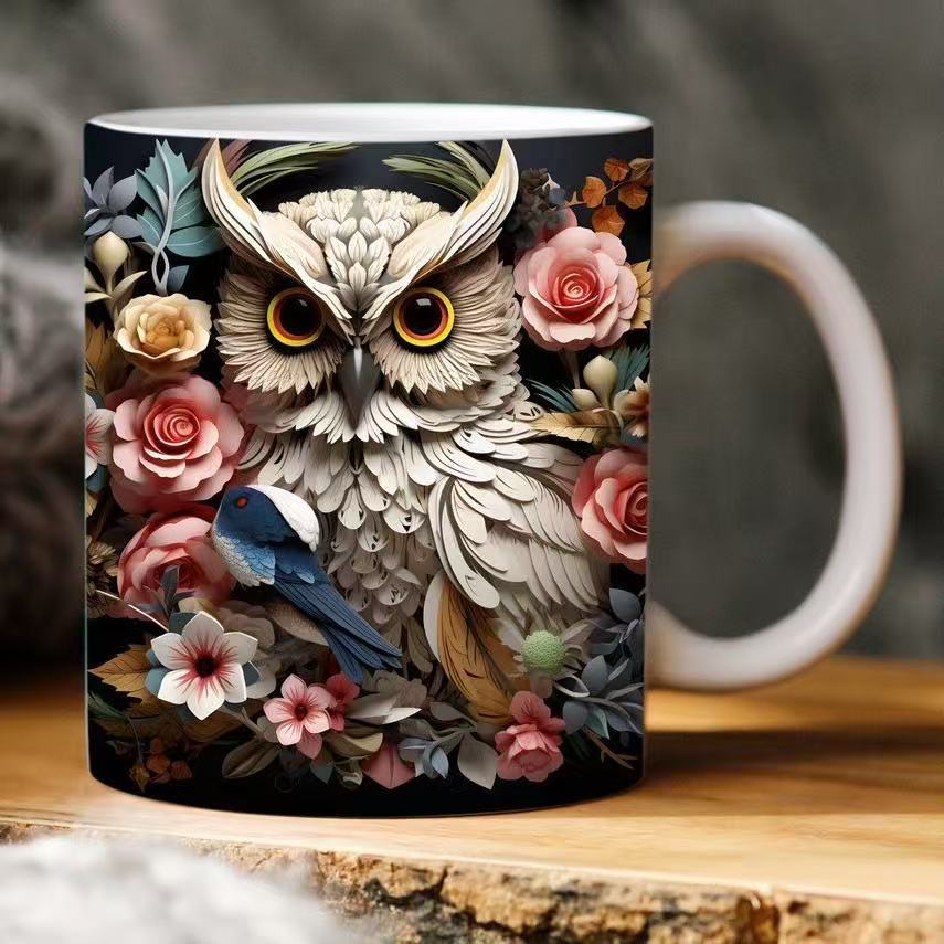 New 3D creative owl ceramic mug