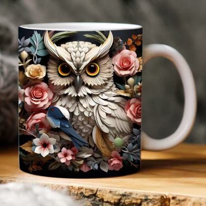 New 3D creative owl ceramic mug
