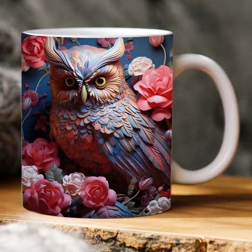 New 3D creative owl ceramic mug