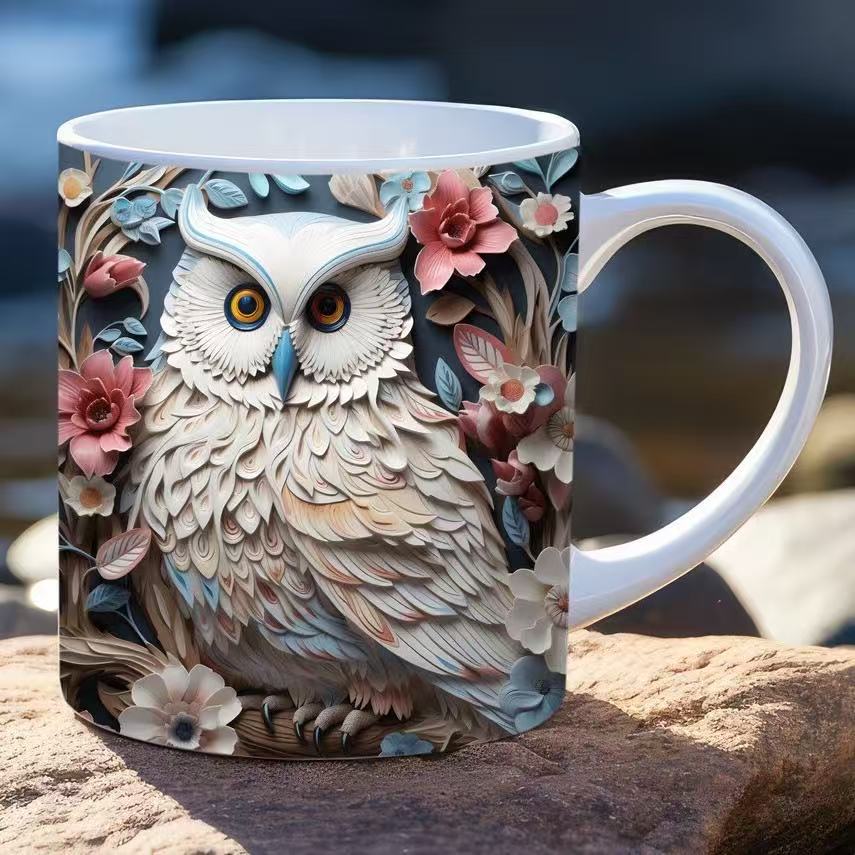 New 3D creative owl ceramic mug