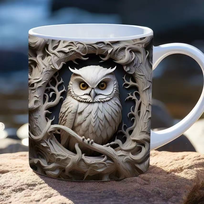 New 3D creative owl ceramic mug