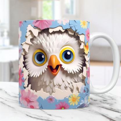New 3D creative owl ceramic mug