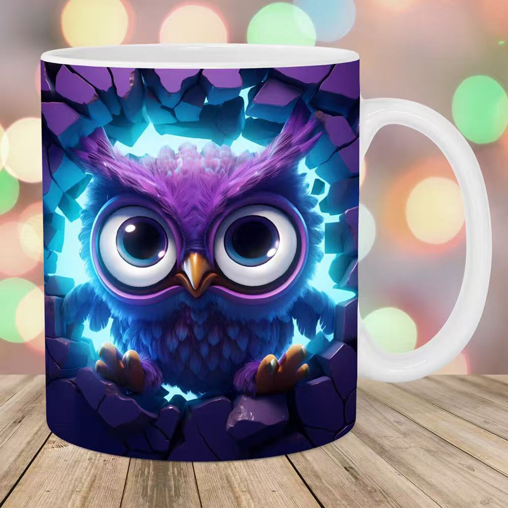 New 3D creative owl ceramic mug