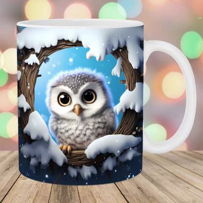 New 3D creative owl ceramic mug
