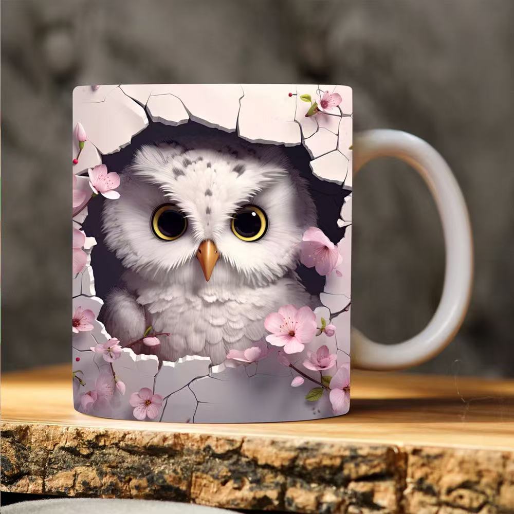 New 3D creative owl ceramic mug
