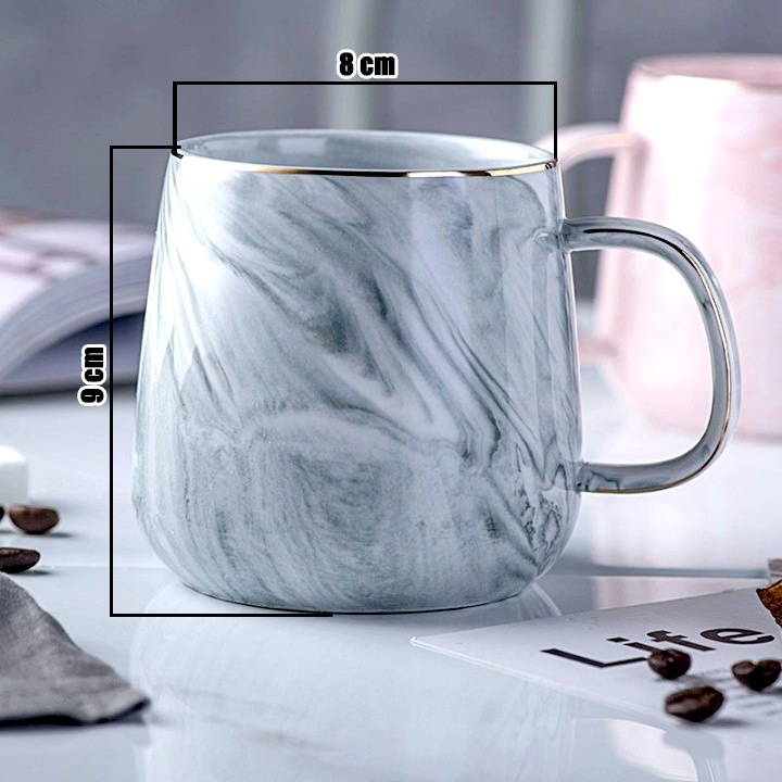 Marble Pattern Ceramic Nordic Mug Couple Coffee Chocolate Milk Tea Breakfast Glass Cup Gold Lining LA