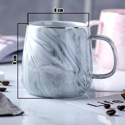 Marble Pattern Ceramic Nordic Mug Couple Coffee Chocolate Milk Tea Breakfast Glass Cup Gold Lining LA