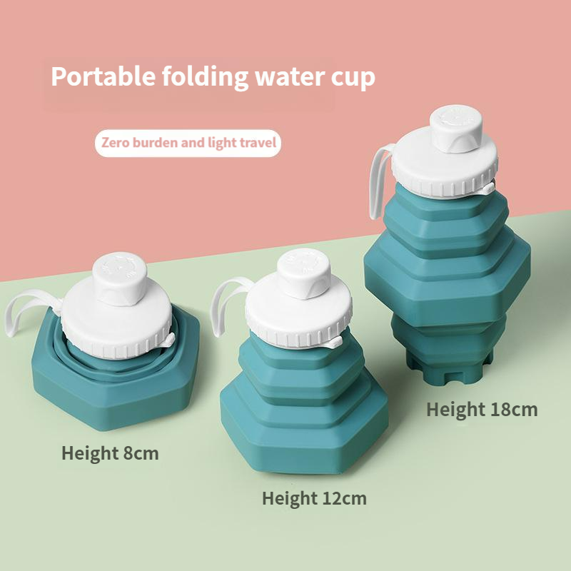 Silicone foldable water cup large capacity, portable sports water bottle for outdoor travel