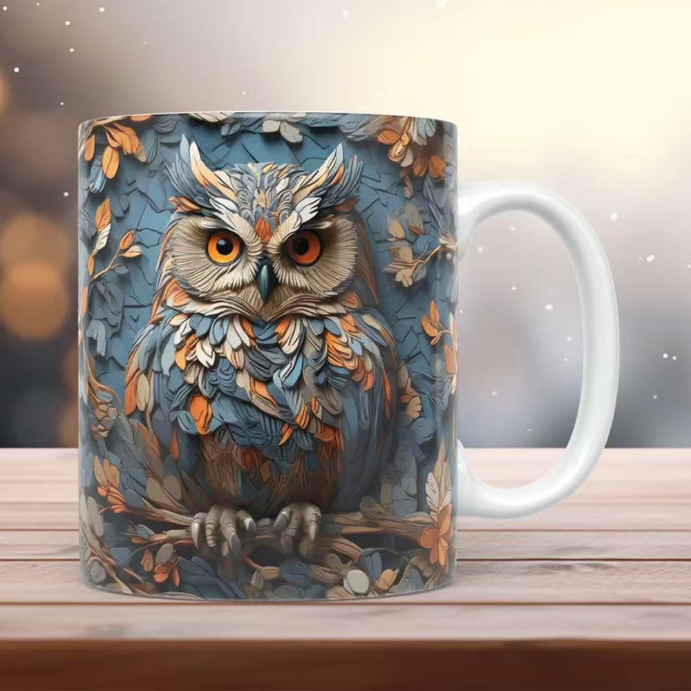 New 3D creative owl ceramic mug