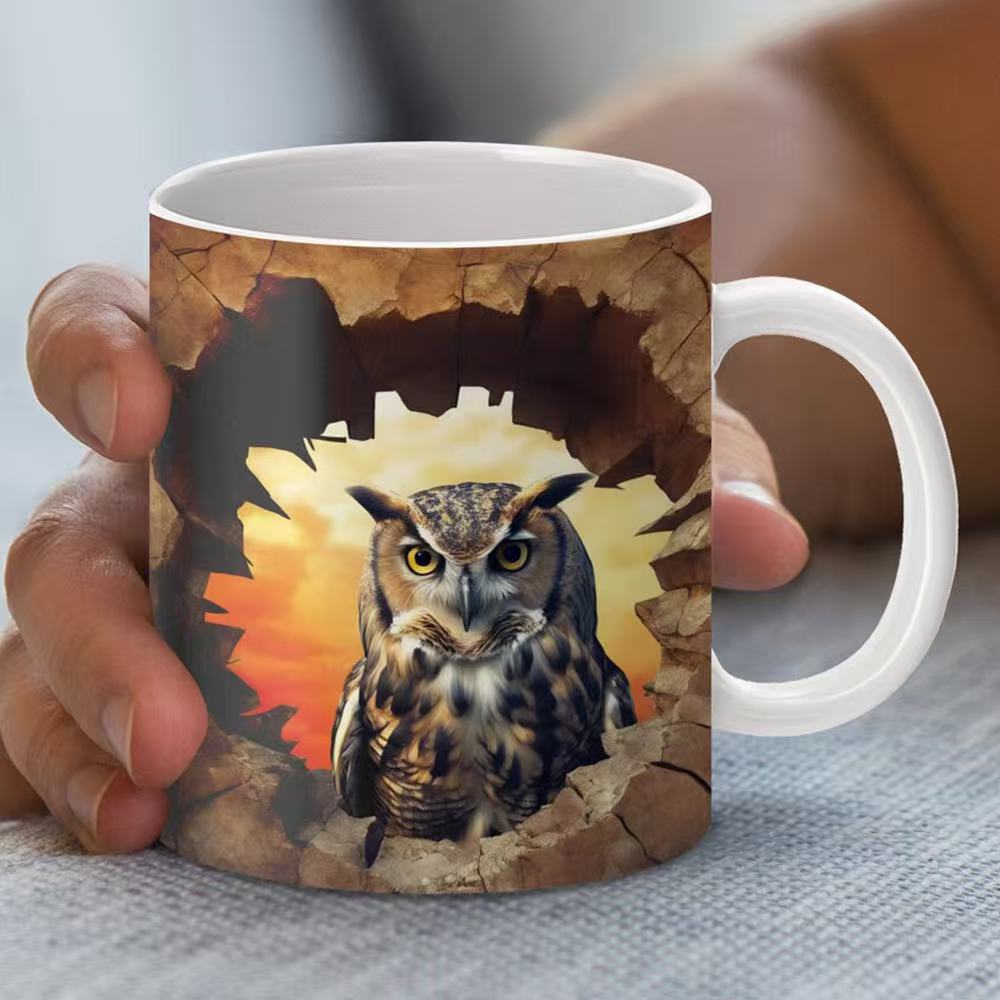 New 3D creative owl ceramic mug