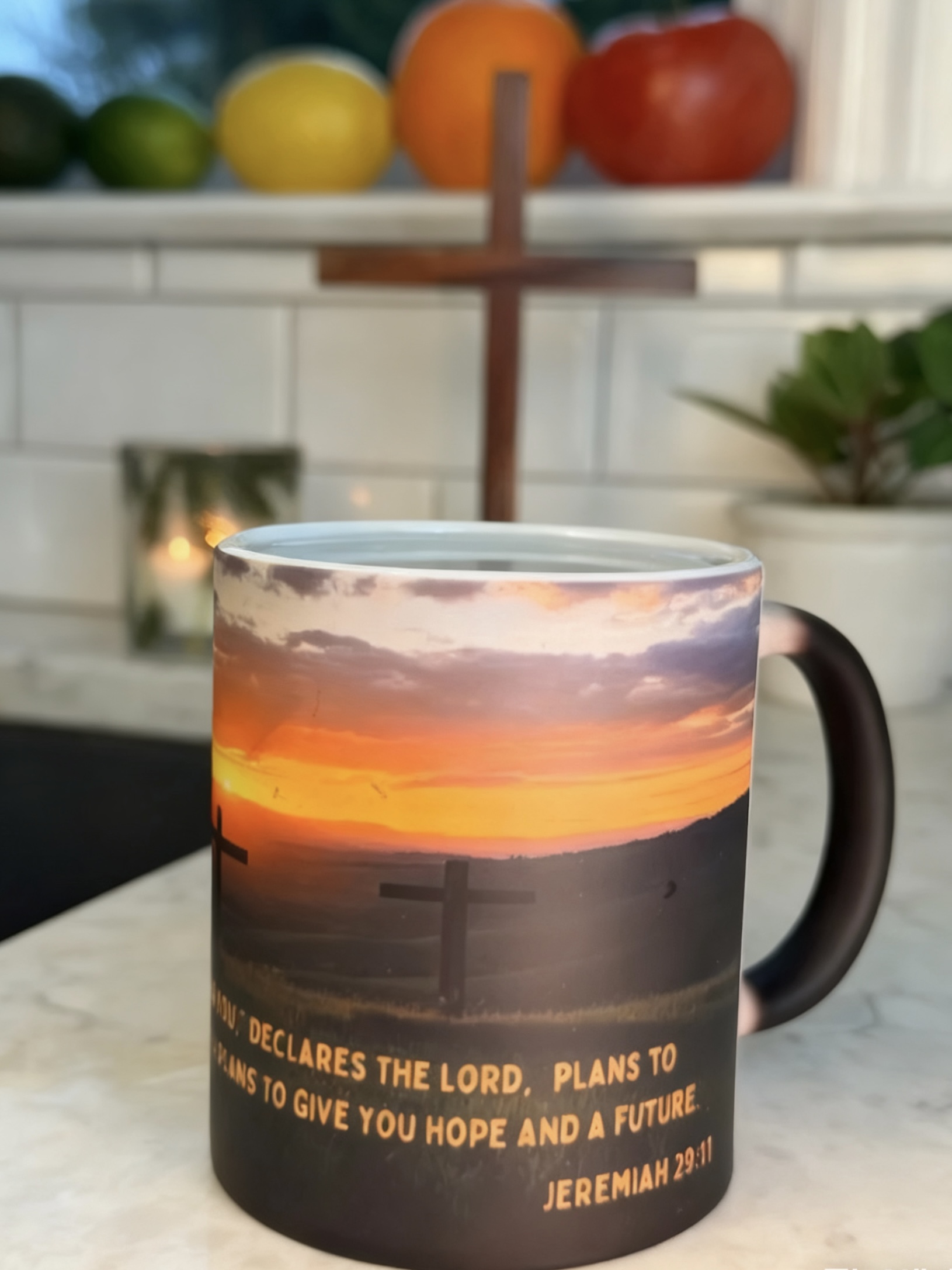 Cross-border New Bible Verse Mug Heat-sensitive Color-changing Coffee Cup