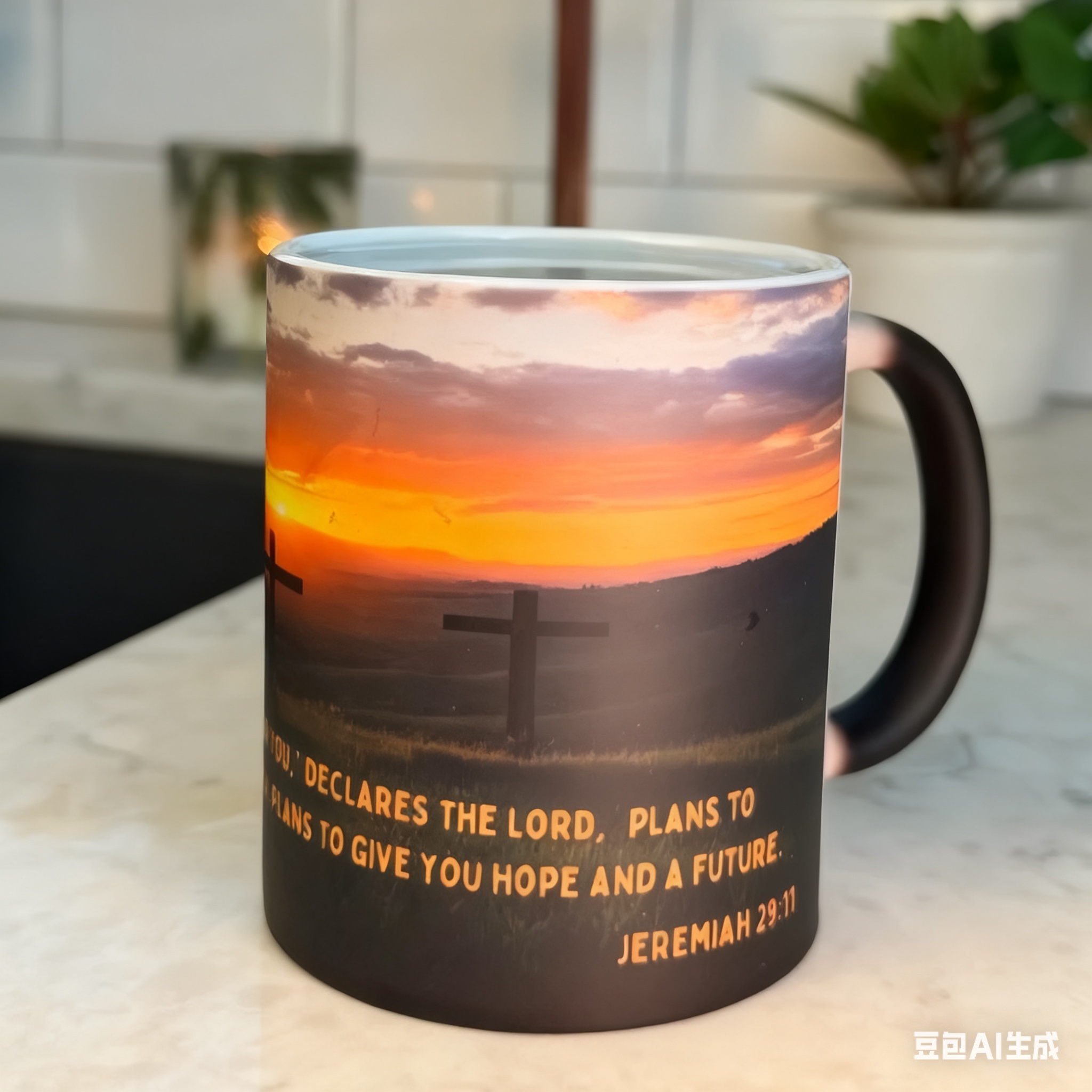 Cross-border New Bible Verse Mug Heat-sensitive Color-changing Coffee Cup