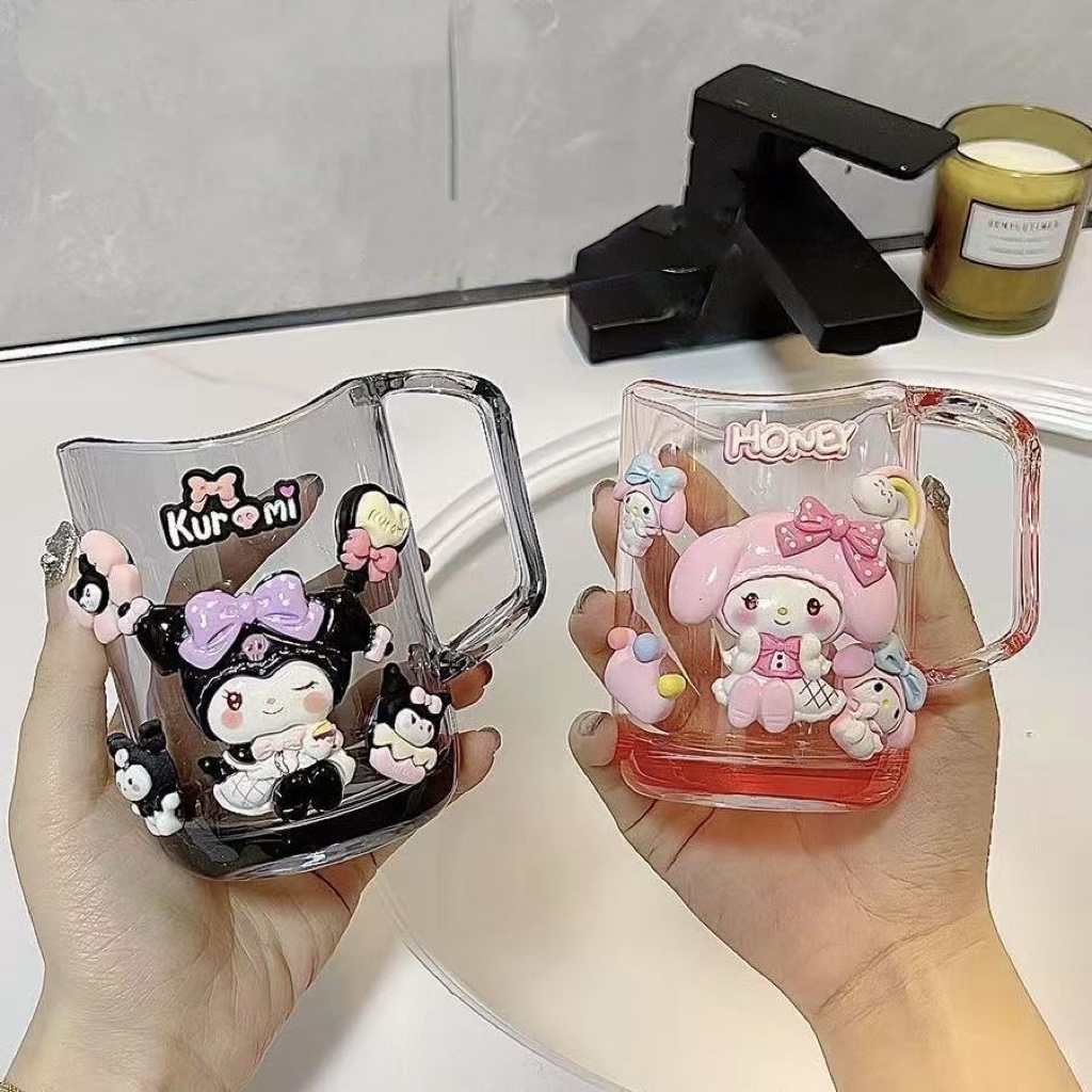 Melody & Kuromi DIY Transparent Tooth Cup - Cute Kids/Couples Ins Bathroom Cup